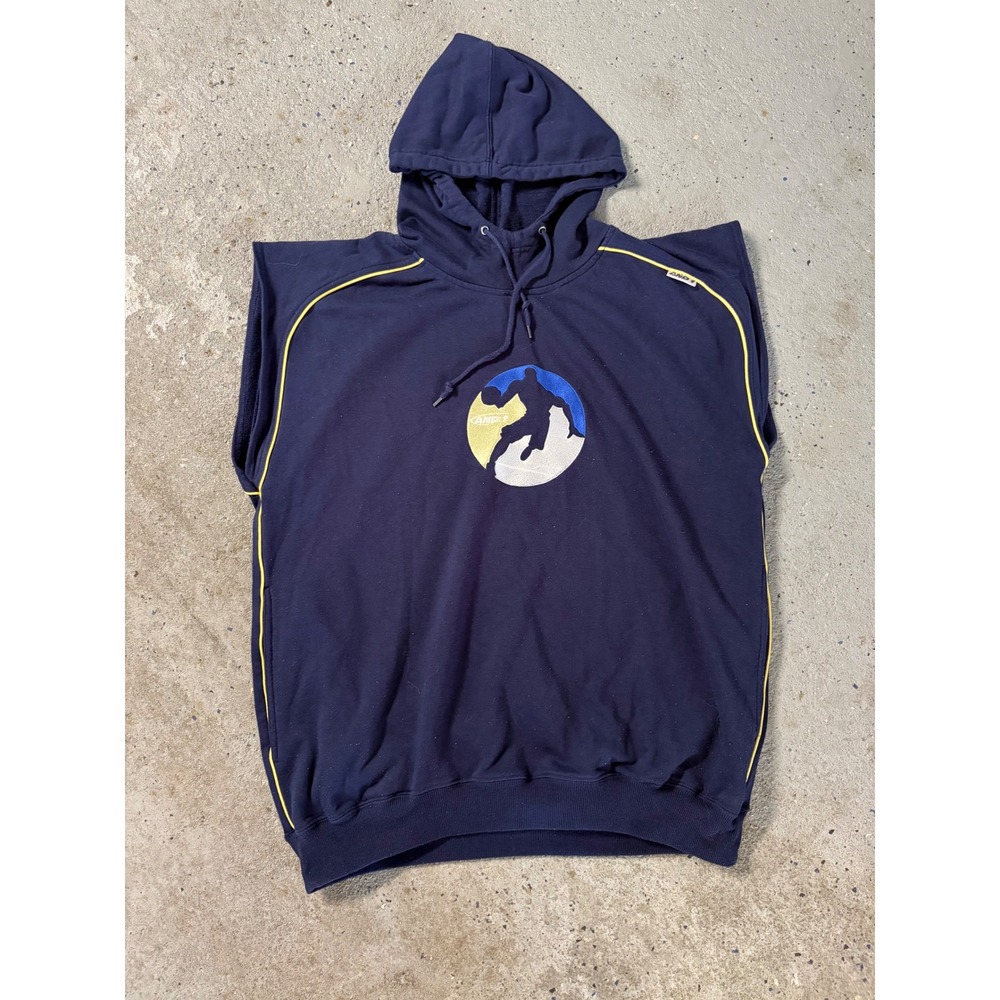 Vintage Y2K AND1 Sleeveless Hoodie Mens Large Navy Blue Streetball Basketball